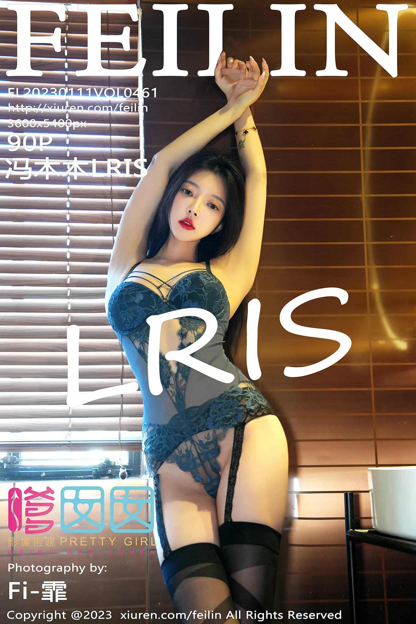 [FeiLin嗲囡囡]VOL.461_女神冯木木LRIS酒店场景灰色蕾丝情趣内衣配黑丝吊袜诱惑写真90P-秀人网 - XiuRen.Pro